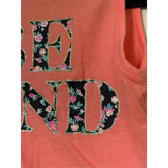 The Children’s Place Girls Peach & Floral Print Be Kind Graphic Tank Top with Cr - Picture 2 of 6